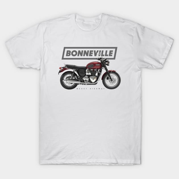 Triumph Bonneville T120 17 red, sl T-Shirt by MessyHighway